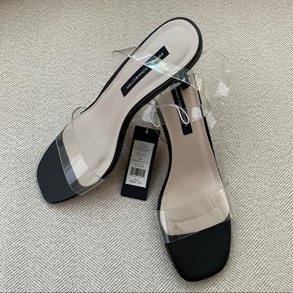 French Connection | Shoes | French Connection Tia Slingback Black Clear  Sandals Heels Size 9 | Poshmark